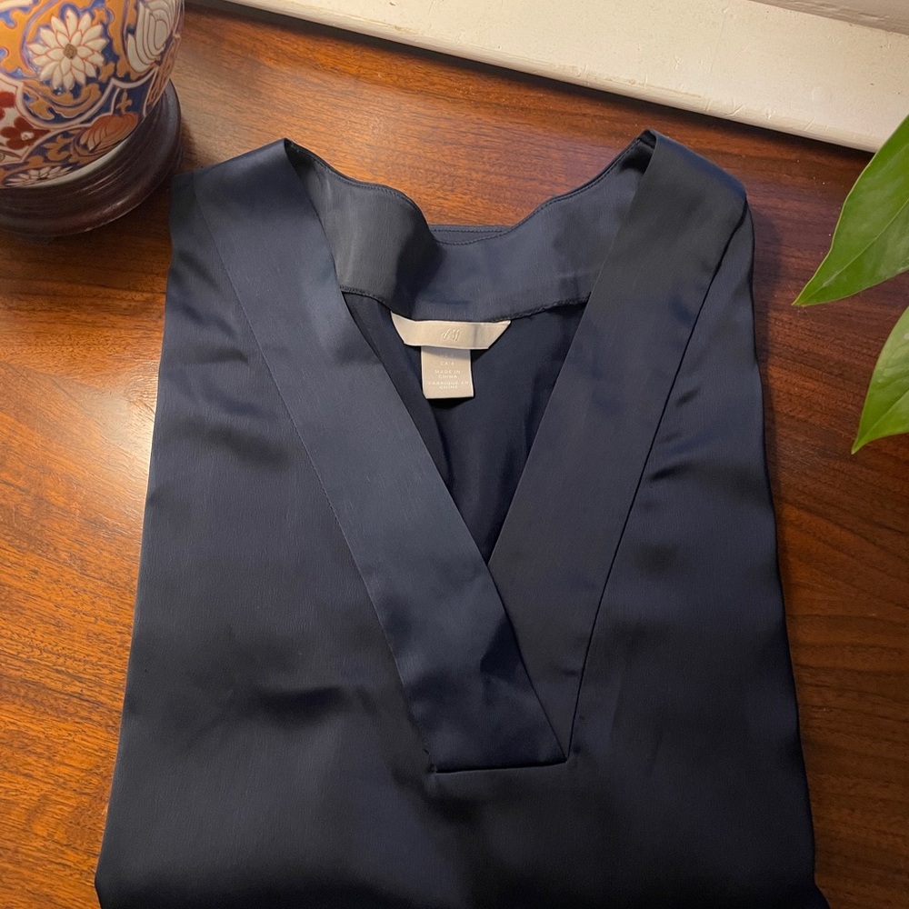 H&M Dark Blue V-Neck Top